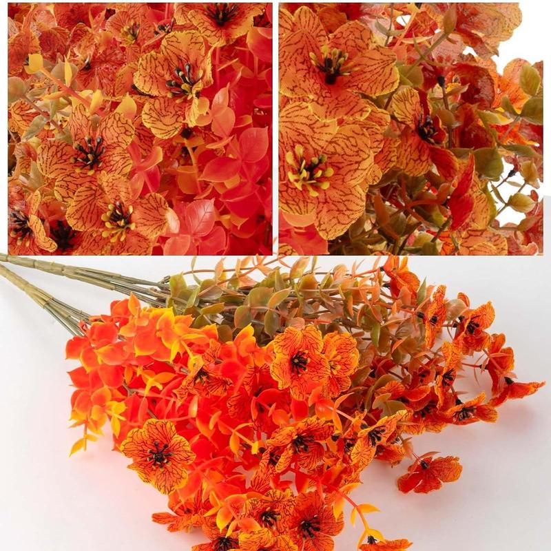 ⚡This Week's Special Price🍁12 Bundles Artificial Fall Plants, Fake AutumnEucalyptus Flowers for Thanksgiving OutdoorDecoration, UV Resistant No Fade Faux PlasticPlants Garden Porch Window Box FarmhouseHanging Decor(fall and golden) M6