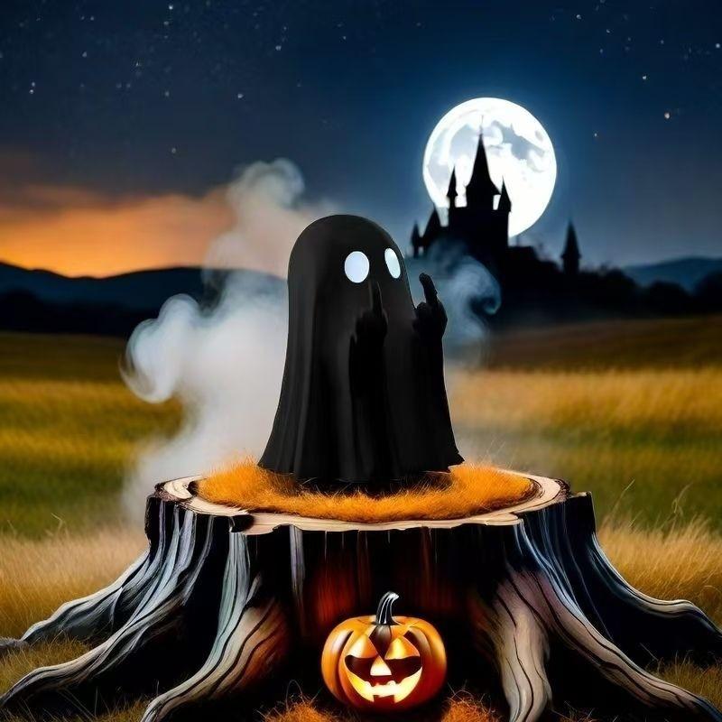 Ghost Design Ornament, 👻🎃Cute Ghost Decoration,Spooky Resin Sculpture, CZTICLE® Halloween Decorationfor Indoor and Porch Decor M2