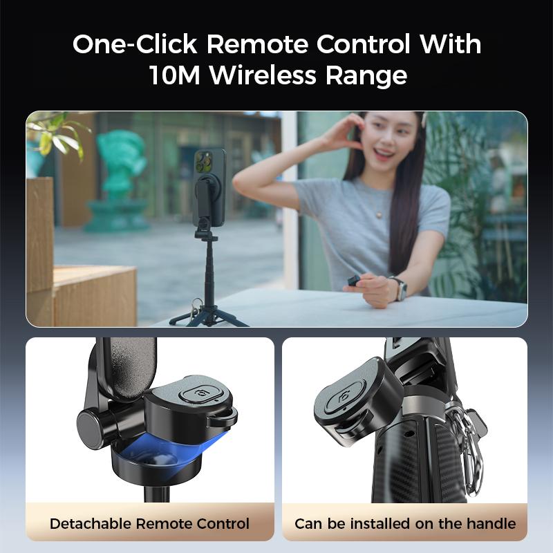 2025 New 4-in-1 Multifunctional Magnetic miniSelfie Stick with 360° Rotation Compact Cilifer® Bluetooth Control Magnetic PhoneHolder for Selfies Video Recording VloggingCompatible with Most Phones -StabilizerCamera,Maxinum extend to 16 inches📲M3