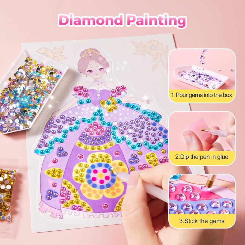 🎨 Special Diamond Painting & PrincessBook Makeup Craft Kits Foil Art Books 🎨🎁Set Playon Paper,LUCKYSONG® Art Educational Toys Crafts Kit for GirlHandcraft Back to School🌈M3