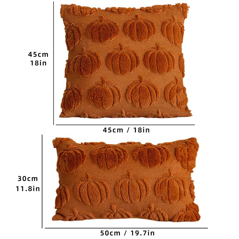 🎃Pumpkin Pattern Cushion Cover, 1 Count HarvestFestival Themed Throw Pillow Cover without FillerSquare Pillowcase for Home Living RoomBedroom Sofa Couch✨Halloween Home Decorations🎃M5