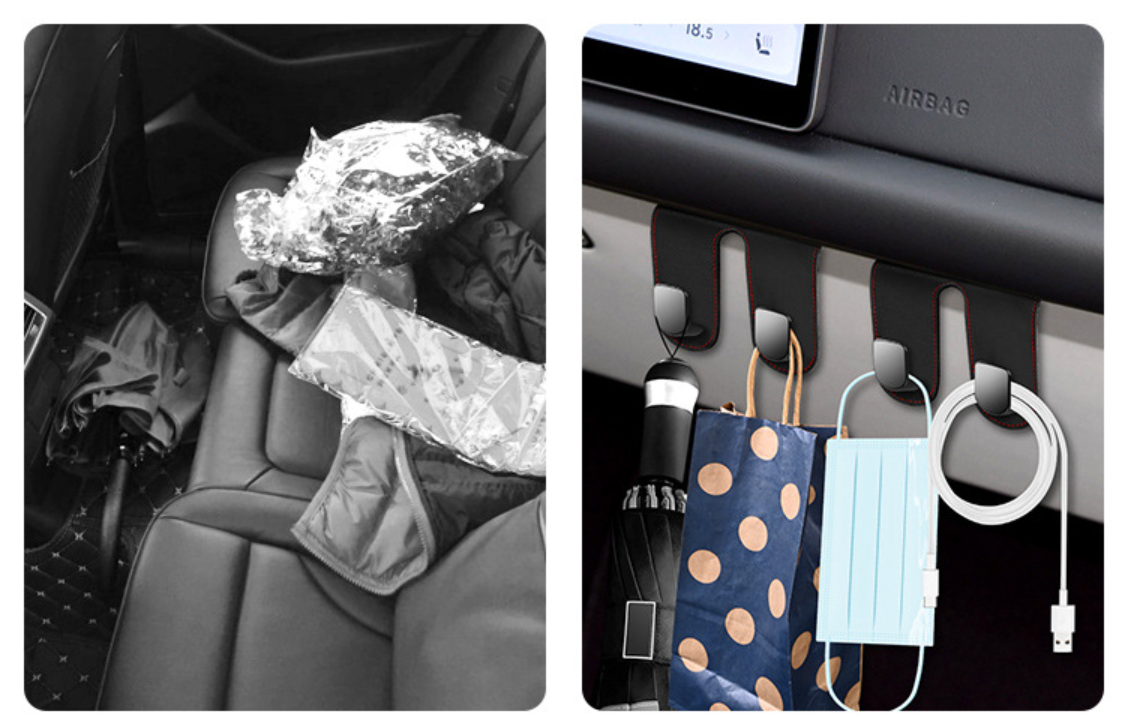 Premium Leather Glove Box Hook with Leather Hooks