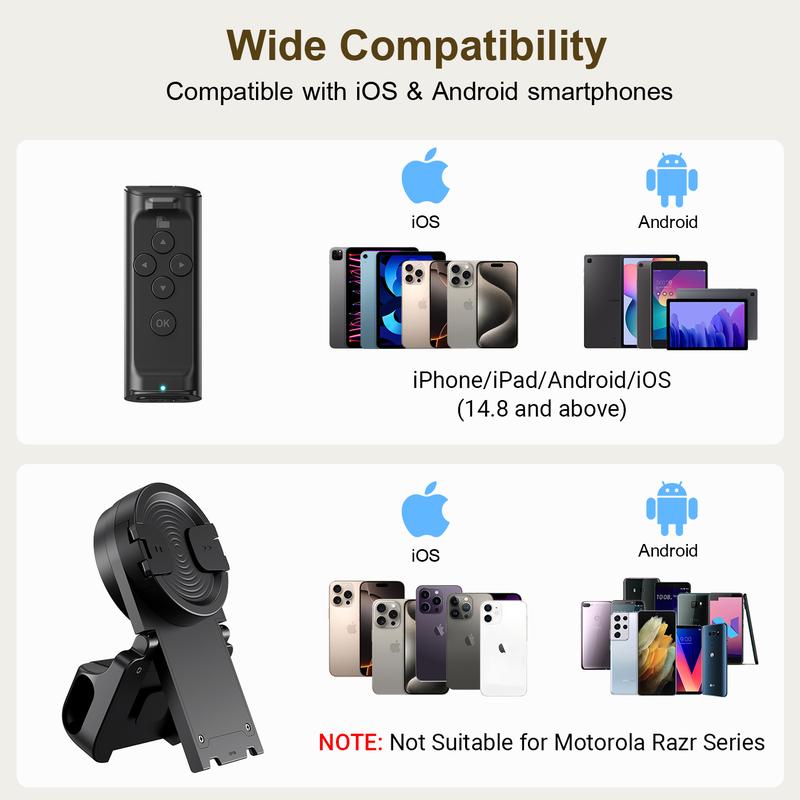 Remote Control for Scrolling withSmartphone Holder Stand, 📲🤳🏻Cilifer® Wireless Scroller PageTurner, Camera Shutter Video Recording for iOSAndroid, Cellphone SelfieAccessory,BacktoSchool M2