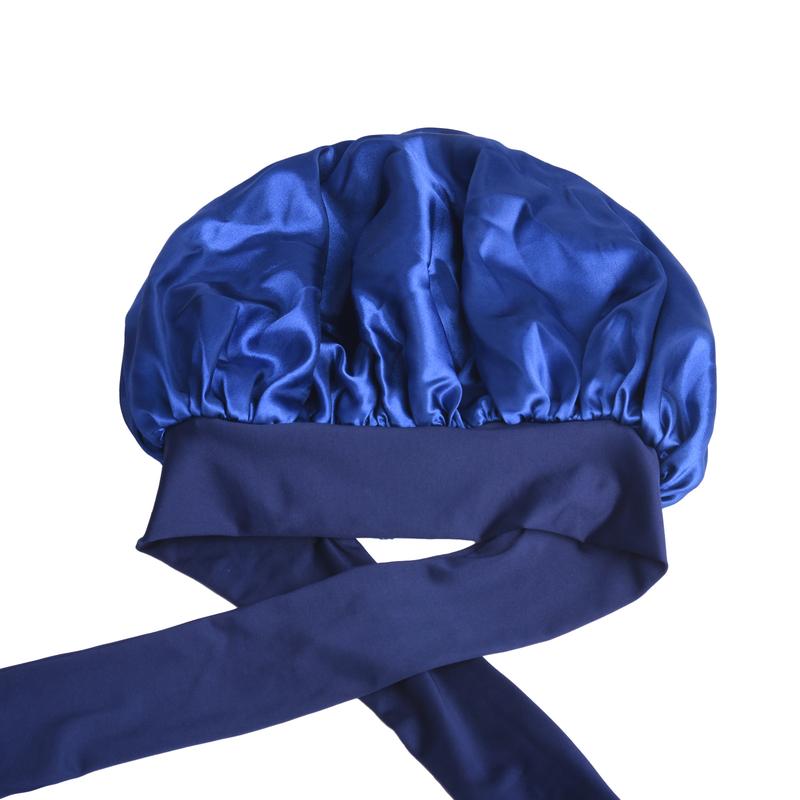 💞Satin Silk Bonnet Hair Bonnet for Sleeping DoubleLayer Hair Bonnet with Elastic Tie Band forWomen Natural Curly Hair(Pink,black,blue.Brown)M2