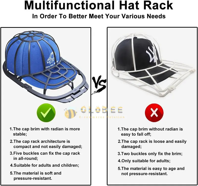 🧢GES Hat Washer For Baseball Caps, Durable Hat Washer Hat Cleaner for Baseball Caps Black Dishwasher Safe Laundry Accessories🧢M6