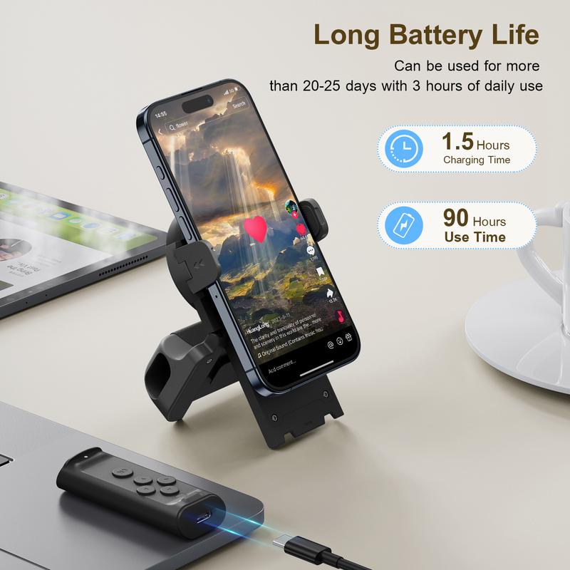 Remote Control for Scrolling withSmartphone Holder Stand, 📲🤳🏻Cilifer® Wireless Scroller PageTurner, Camera Shutter Video Recording for iOSAndroid, Cellphone SelfieAccessory,BacktoSchool M2