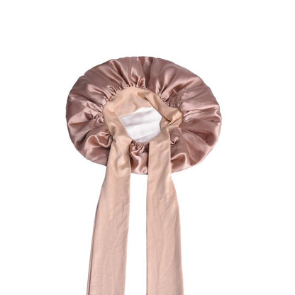 💞Satin Silk Bonnet Hair Bonnet for Sleeping DoubleLayer Hair Bonnet with Elastic Tie Band forWomen Natural Curly Hair(Pink,black,blue.Brown)M2