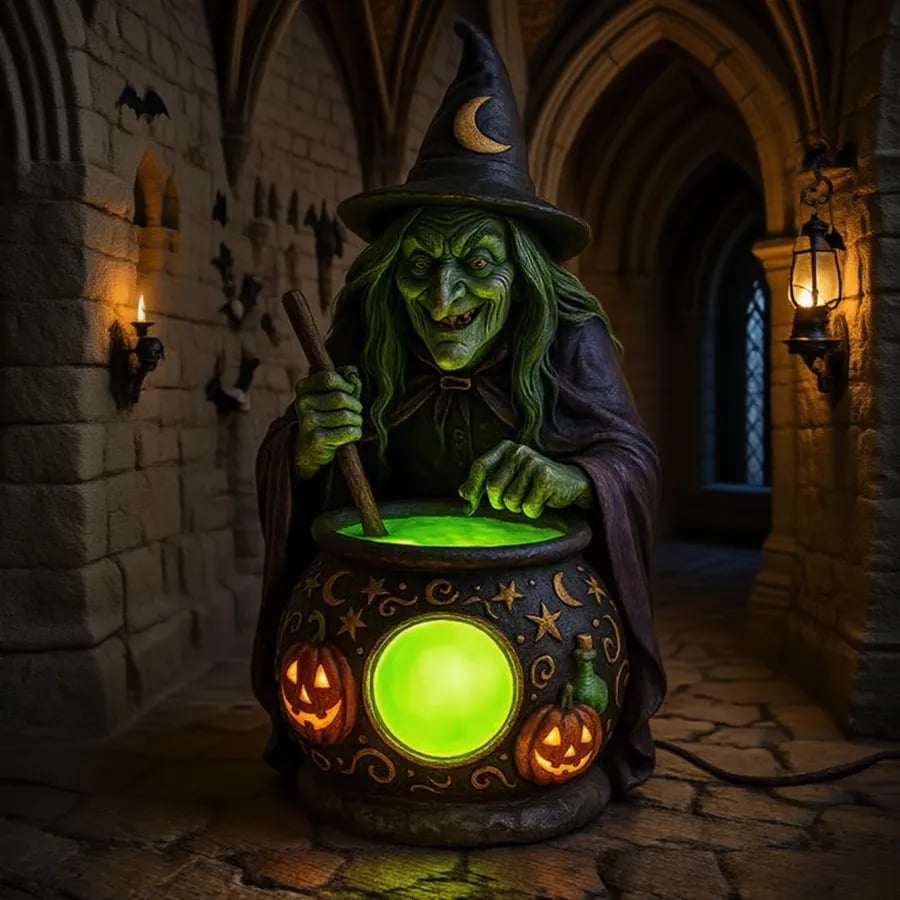 🏆Flash Sale⚡ 50K+ SOLD! 🧙‍♀️Halloween Witch Cauldron Lamp🎃M1