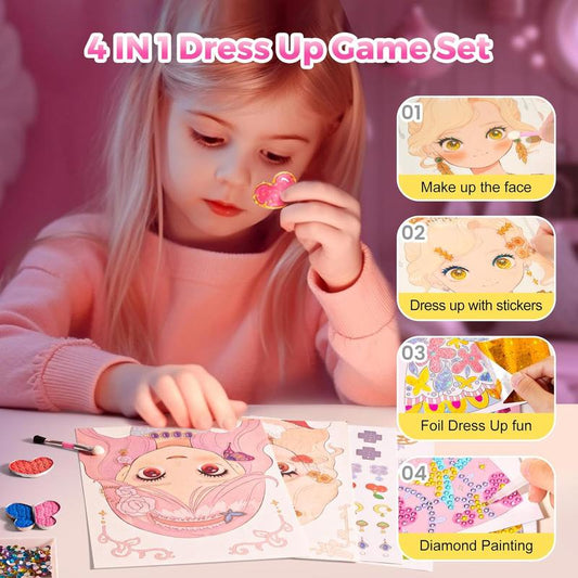 🎨 Special Diamond Painting & PrincessBook Makeup Craft Kits Foil Art Books 🎨🎁Set Playon Paper,LUCKYSONG® Art Educational Toys Crafts Kit for GirlHandcraft Back to School🌈M1