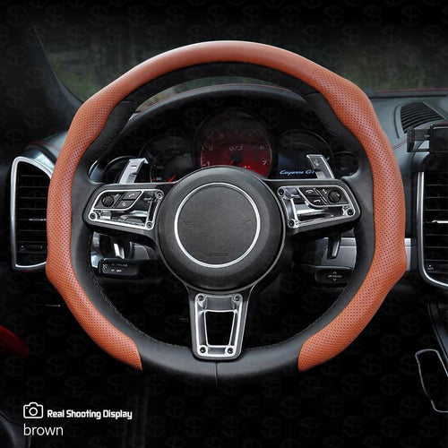 🚗 Leather Car Steering Wheel Cover -Quick Turn Non-Slip Breathable Ultra-CZTICLE®Thin Coverfor Four Seasons Car Accessories-Versatile🚗M1