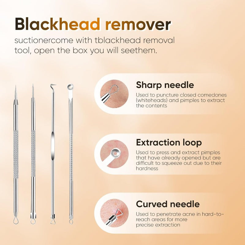 Rechargeable Pore Vacuum - 6-in-1 blackhead remover with smart display and extraction kit M1