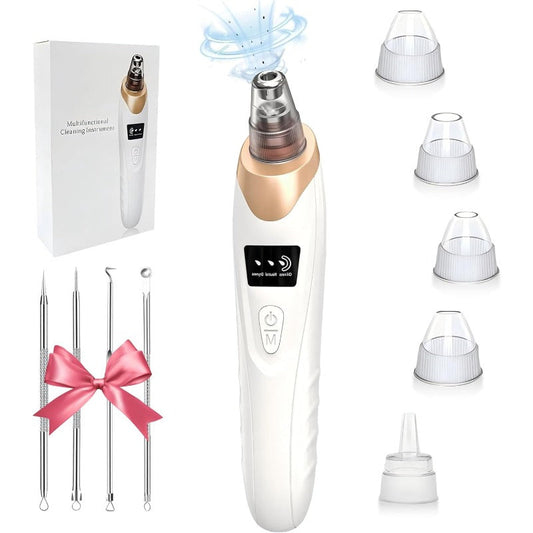 Rechargeable Pore Vacuum - 6-in-1 blackhead remover with smart display and extraction kit M1