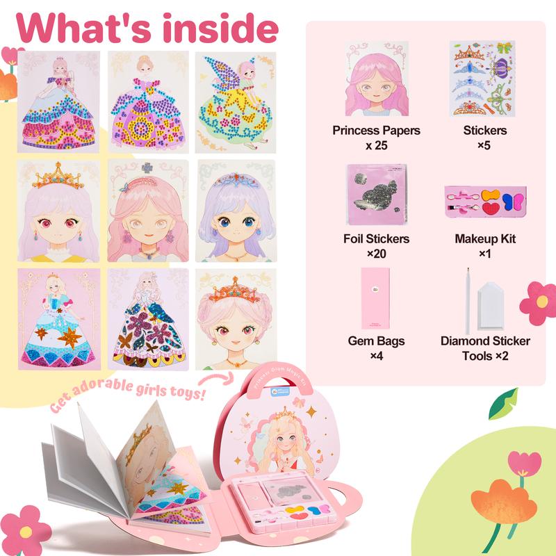 🎨 Special Diamond Painting & PrincessBook Makeup Craft Kits Foil Art Books 🎨🎁Set Playon Paper,LUCKYSONG® Art Educational Toys Crafts Kit for GirlHandcraft Back to School🌈M3