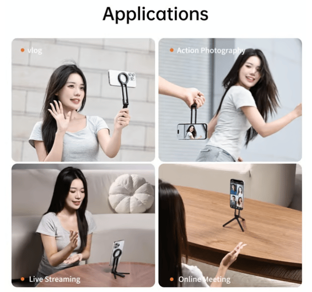Cilifer®Magnetic Phone Tripod for Phone.  Portable Phone Holder Mini Tripod(Ring-Single-sided magnetic)