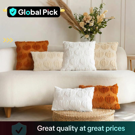 🎃Pumpkin Pattern Cushion Cover, 1 Count HarvestFestival Themed Throw Pillow Cover without FillerSquare Pillowcase for Home Living RoomBedroom Sofa Couch✨Halloween Home Decorations🎃M1