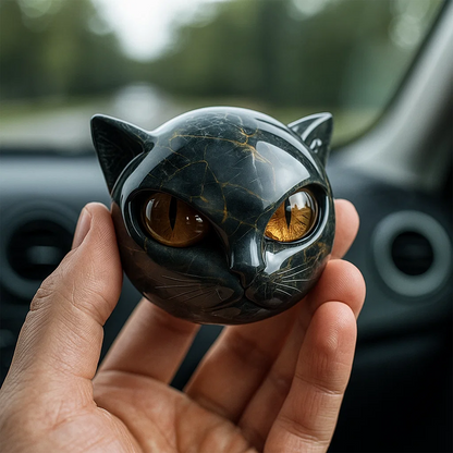 Luxury Black Cat Quartz Stone Sculpture – CZTICLE® Elegant Home Décor & Gift-Ready Art Piece M6