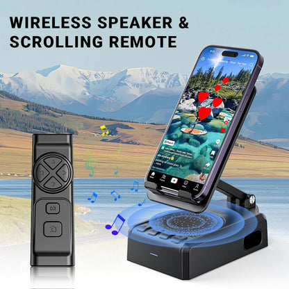 Wireless Speaker Cellphone Stand withRemote Control for  Scrolling,📲🤳🏻Rechargeable Portable Mobile Tablet Stand, Giftsfor Family Friends SmartphoneMount, BacktoSchool