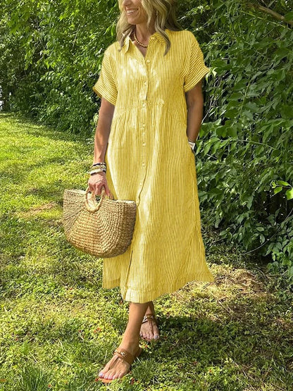 Cilifer®NEW🔥 Striped Lapel Button Down Shirt Dress | With Functional Pockets