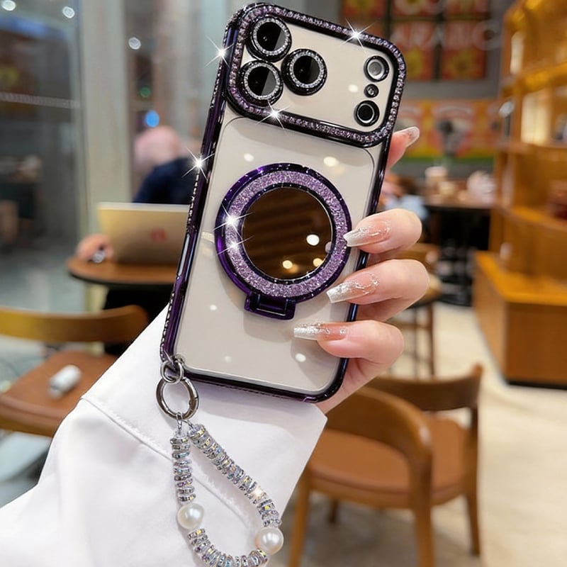 Cilifer® ✨💎Sparkling Diamond Women's Phone Case with Mirror & Stand for iPhone 12/13/14/15/16/17 Pro Max.17Air.14/15/16 Plus💖