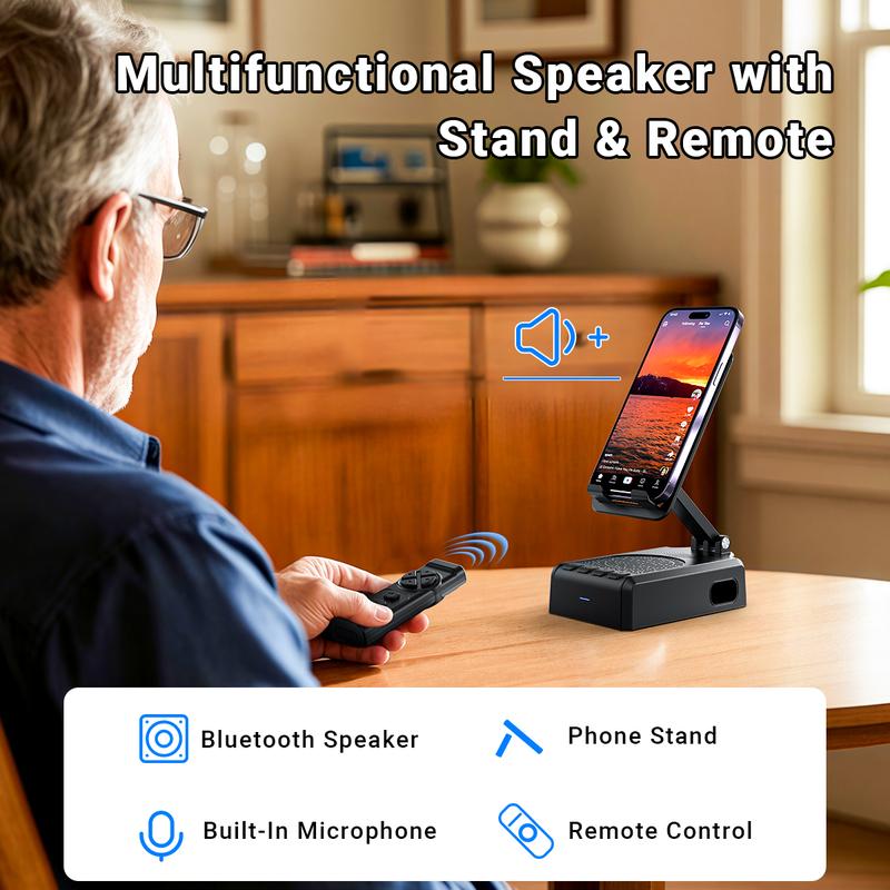 Wireless Speaker Cellphone Stand withRemote Control for  Scrolling,📲🤳🏻Rechargeable Portable Mobile Tablet Stand, Giftsfor Family Friends SmartphoneMount, BacktoSchool