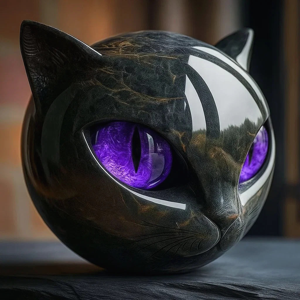 Luxury Black Cat Quartz Stone Sculpture – CZTICLE® Elegant Home Décor & Gift-Ready Art Piece M6