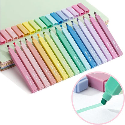 📚Aesthetic Highlighters 12pcs LUCKYSONG® ChiselTip Non Bleed Pastel Colors Quick Dry SmudgeFree Art Supplies for School Office Travel Diaries📚🪄back to school🎁 M4