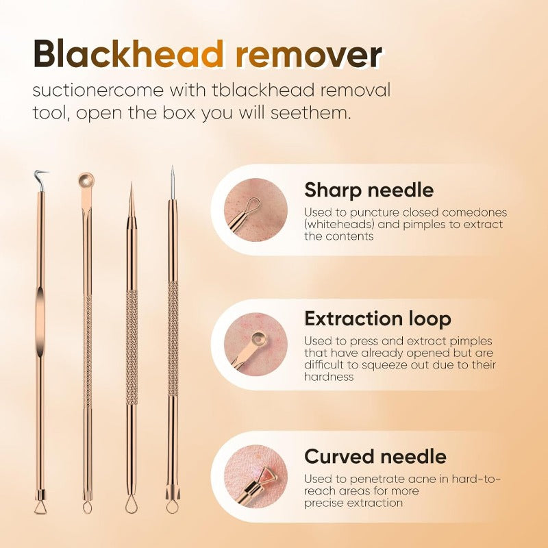 Rechargeable Pore Vacuum - 6-in-1 blackhead remover with smart display and extraction kit M1