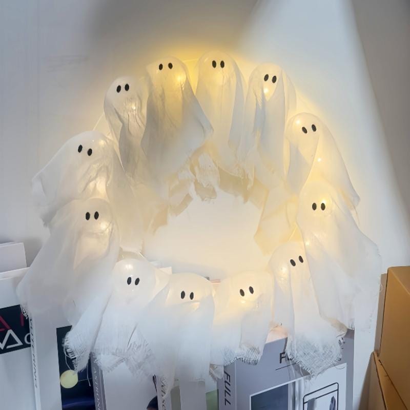 CZTICLE®Halloween glowing ghost wreath M3