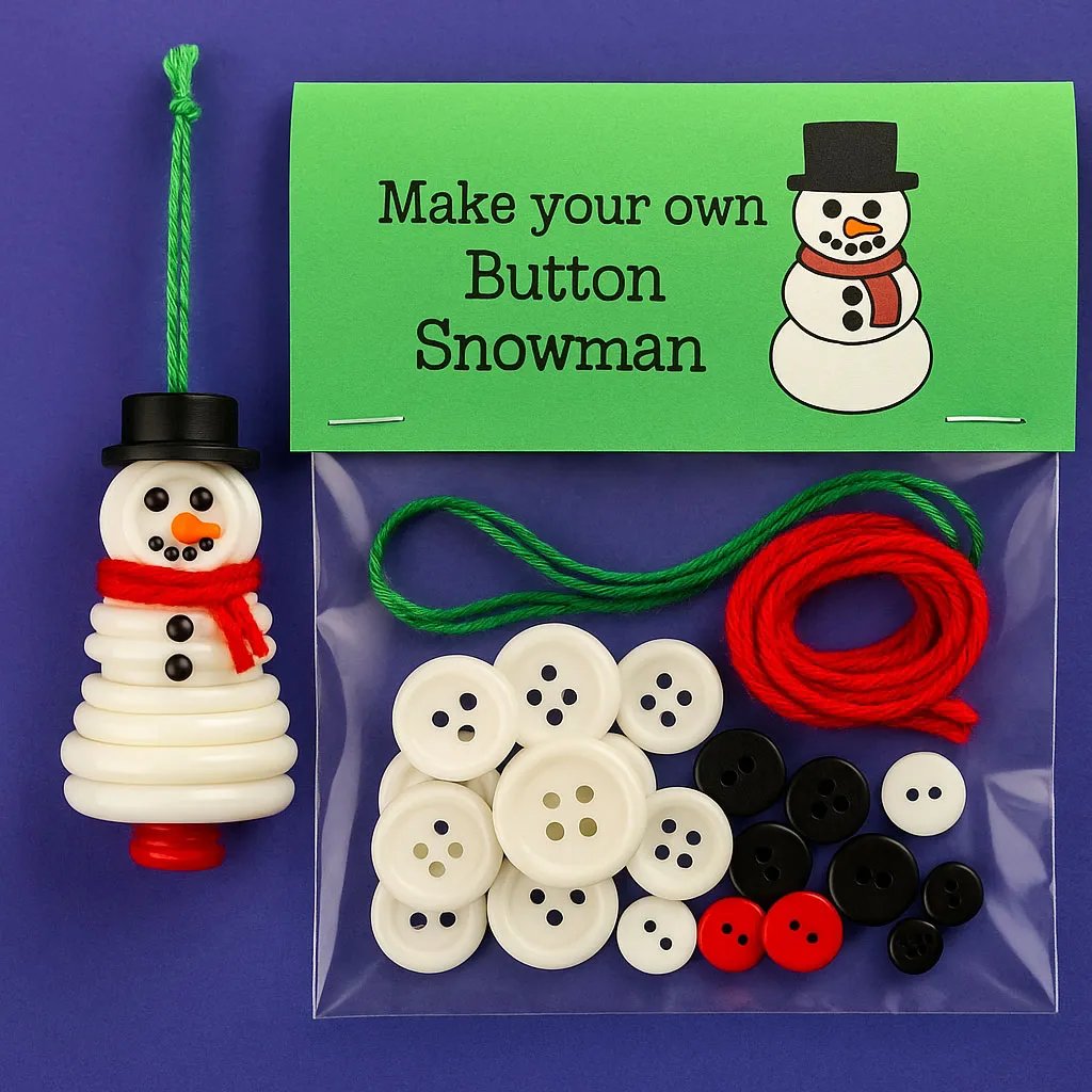 ☃️ DIY Button Snowman Ornament Kit-Button Santa Claus🎄-Elf🧚Angel👼decorate pendant Christmas tree✨M5
