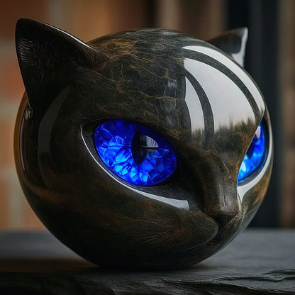 Luxury Black Cat Quartz Stone Sculpture – CZTICLE® Elegant Home Décor & Gift-Ready Art Piece M8
