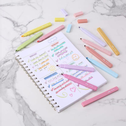 📚Aesthetic Highlighters 12pcs LUCKYSONG® ChiselTip Non Bleed Pastel Colors Quick Dry SmudgeFree Art Supplies for School Office Travel Diaries📚🪄back to school🎁 M4