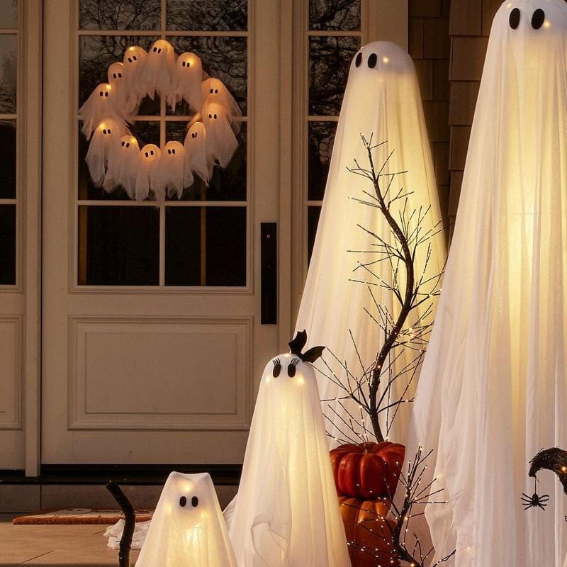 CZTICLE®Halloween glowing ghost wreath M3