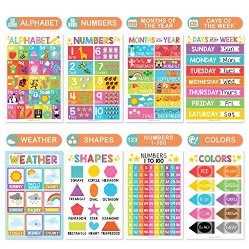 📚🌈Colorful Educational Posters |Wise Mom's Choice😉 LUCKYSONG® Set of 16Classroom Supplies Charts Kindergarten LearningLaminated💞Mother's love📚back to school🎒M5