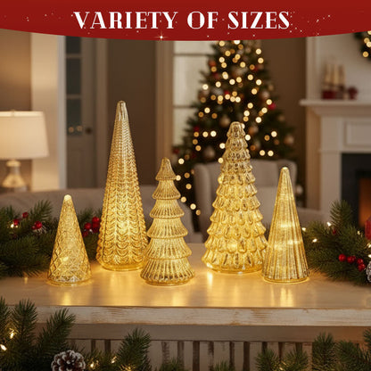 ✨ Sparkling Christmas – 5-piece crystal glass moon set with lights✨M1
