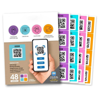 Cilifer® Original Color-Coded Scannable QR Labels (48 Pack)