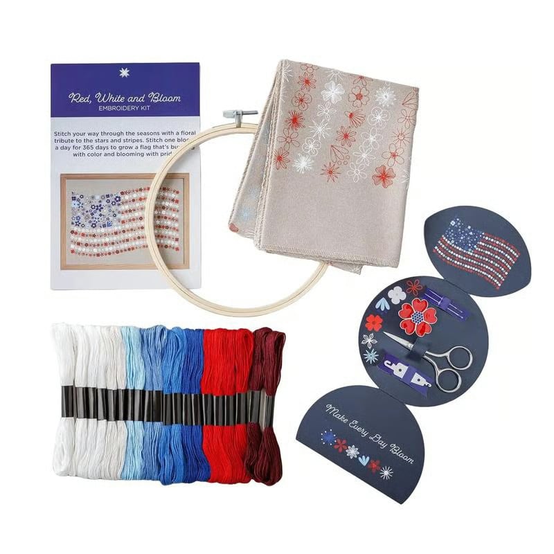 Cilifer®🔥Last Day 49% OFF - 🎨🧵Red. White & Bloom Embroidery Kit✨