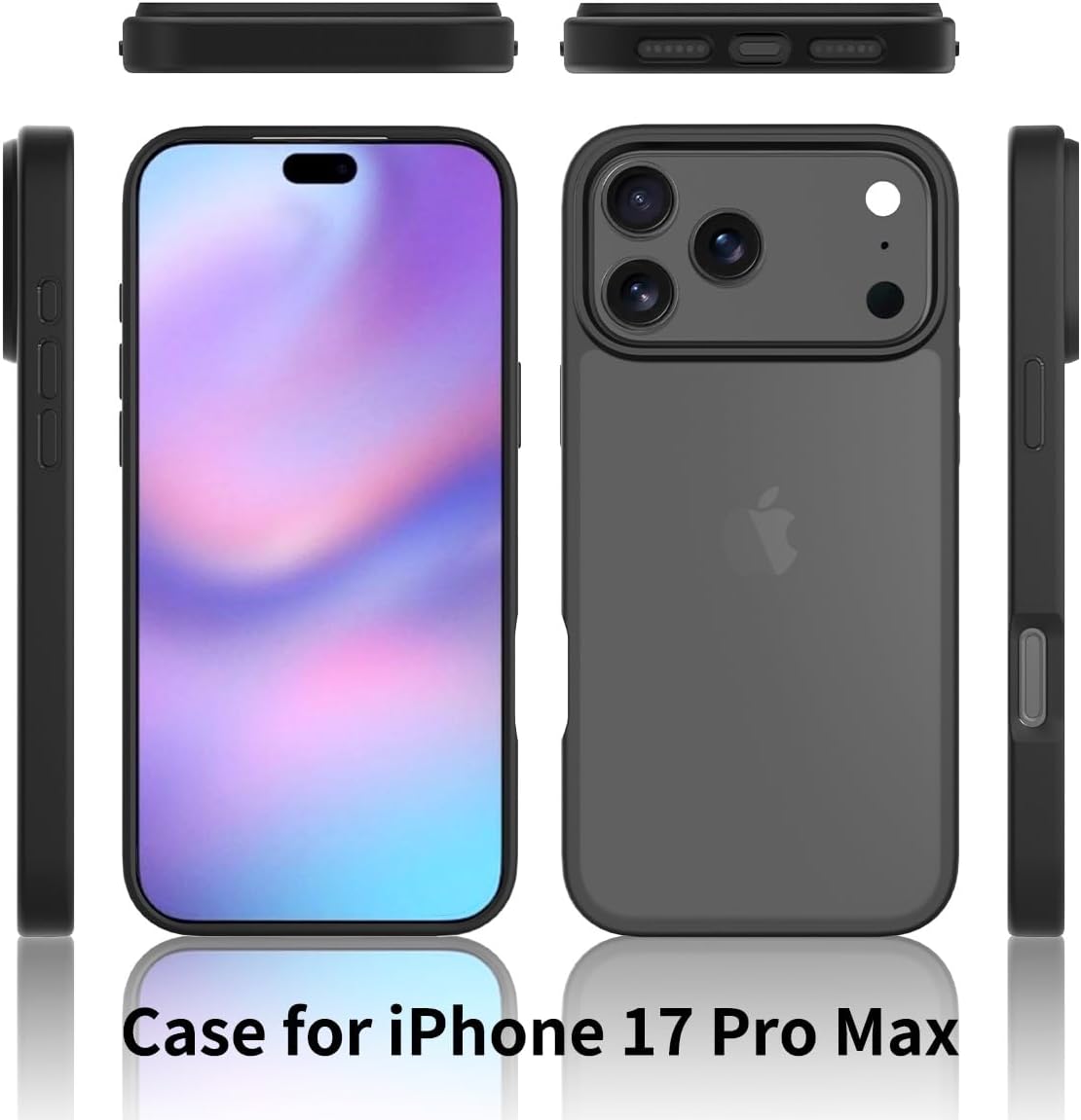 📱🪬✨Matte Case for iPhone 17 Pro Max Case,Shockproof Protective Hard Back Slim Phone Case,Frosted Translucent Back Phone Cover, iphone17Air Anti-Fingerprint - Black✨M3