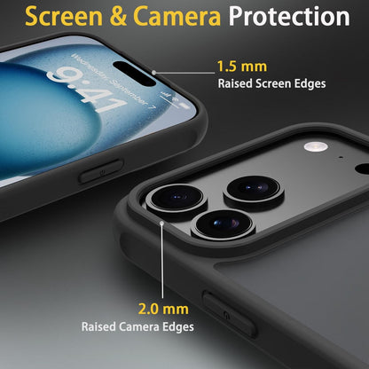 📱🪬✨Matte Case for iPhone 17 Pro Max Case,Shockproof Protective Hard Back Slim Phone Case,Frosted Translucent Back Phone Cover, iphone17Air Anti-Fingerprint - Black✨M3