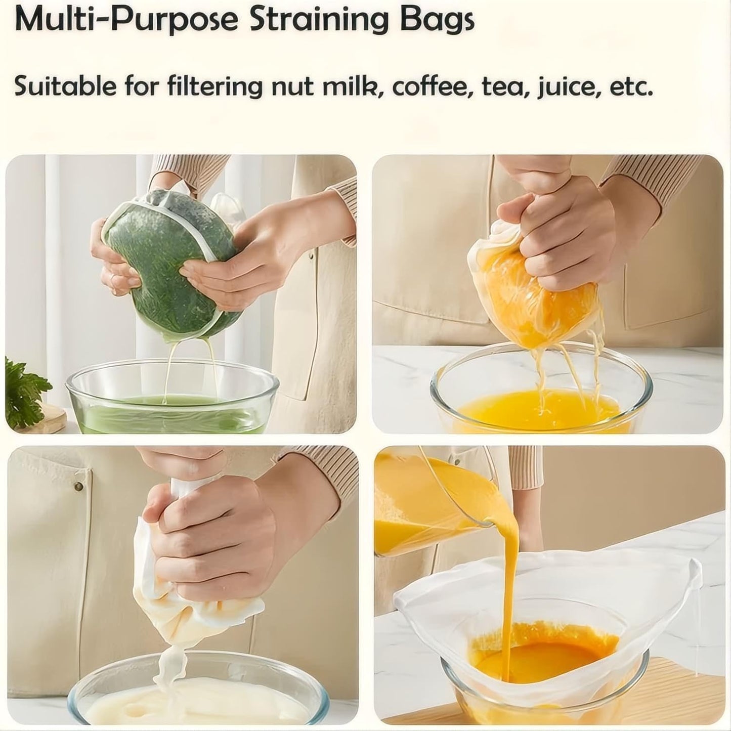 🏆 60K+ SOLD! 🌿✨ Food-Grade Nylon Filter Bag – Smooth Nut Milks. Juices & Easy Straining