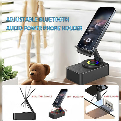 Wireless Audio Bluetooth Speaker 5in1 Phone Holder📲🤳🏻Cilifer® Emergency Rechargeable with Colorful Ambient Light 300o Foldable for Tablet iPhone Android, Gifts for Men Women , Black📲M5