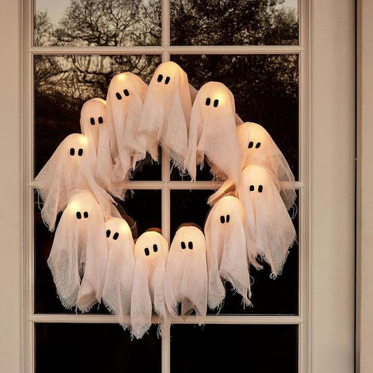 CZTICLE®Halloween glowing ghost wreath M2
