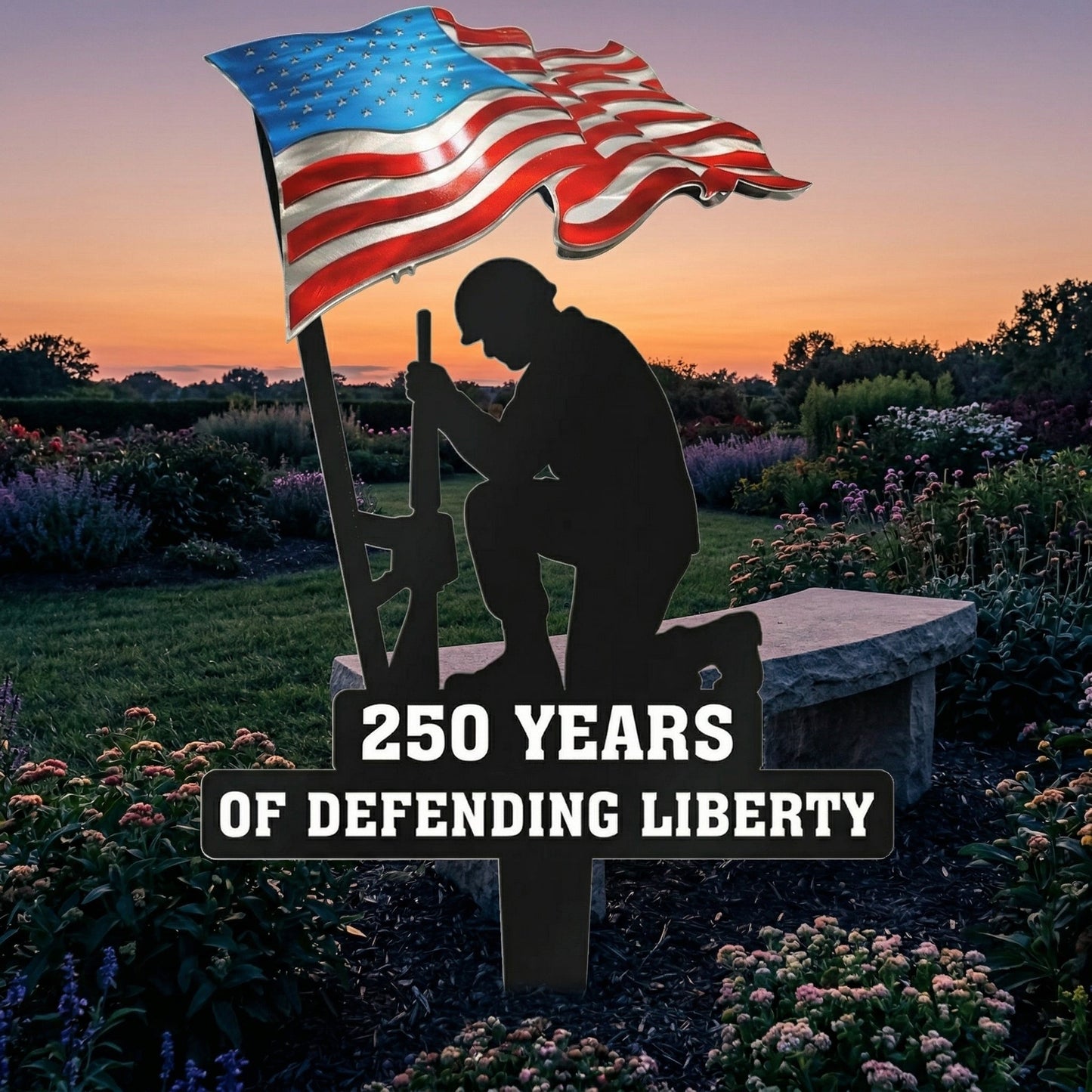 💥🔥 Limited time 57% OFF! First 50 pieces enjoy 57% off! 🔥💥 ✨🇺🇸🗽 23.6 Metal Garden Stake – 🎖️ 250 Years of Defending Liberty