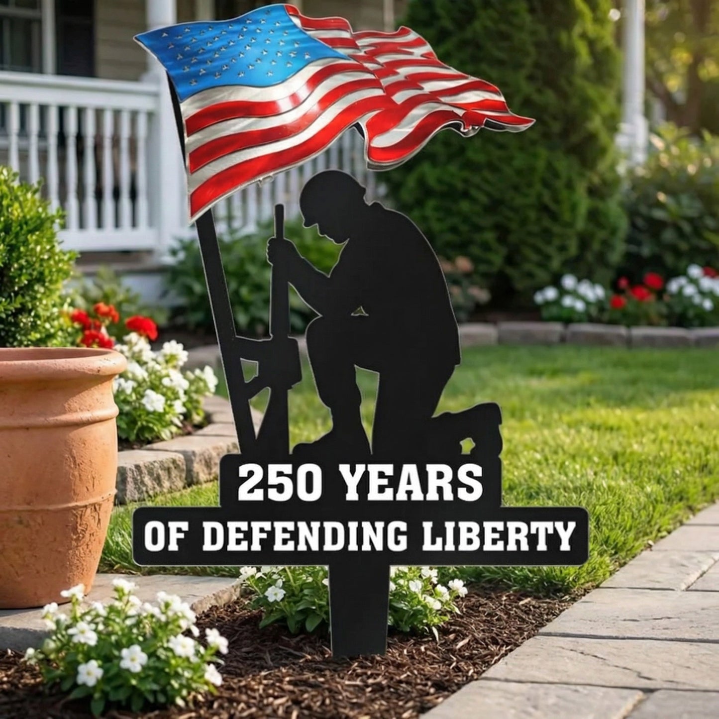 💥🔥 Limited time 57% OFF! First 50 pieces enjoy 57% off! 🔥💥 ✨🇺🇸🗽 23.6 Metal Garden Stake – 🎖️ 250 Years of Defending Liberty