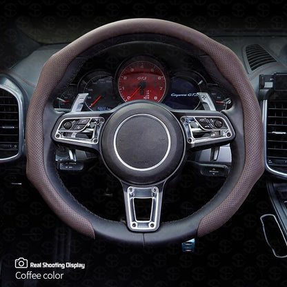 🚗 Leather Car Steering Wheel Cover -Quick Turn Non-Slip Breathable Ultra-CZTICLE®Thin Coverfor Four Seasons Car Accessories-Versatile🚗M1