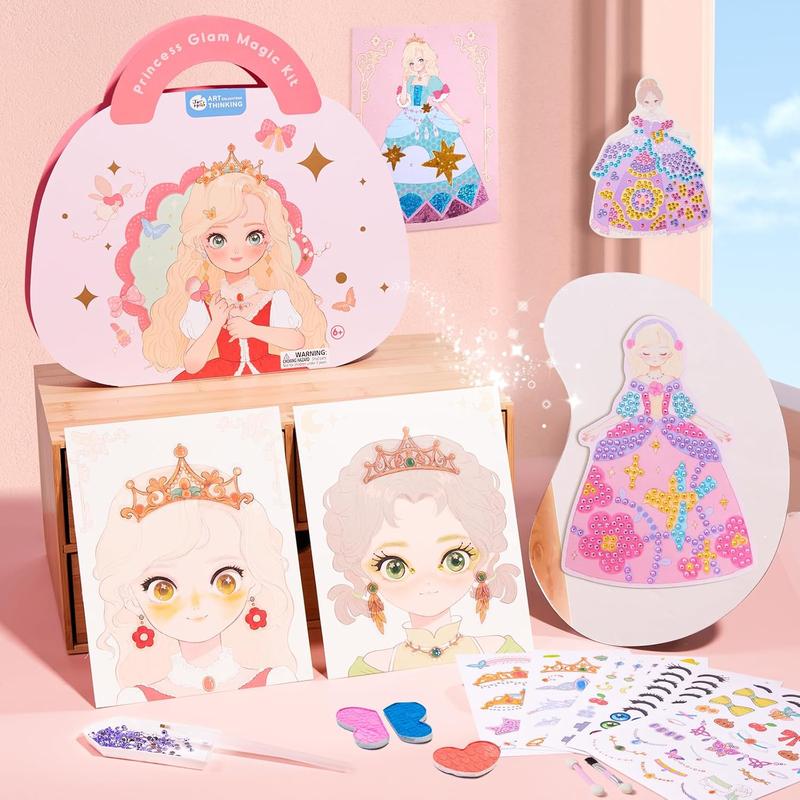 🎨 Special Diamond Painting & PrincessBook Makeup Craft Kits Foil Art Books 🎨🎁Set Playon Paper,LUCKYSONG® Art Educational Toys Crafts Kit for GirlHandcraft Back to School🌈M3