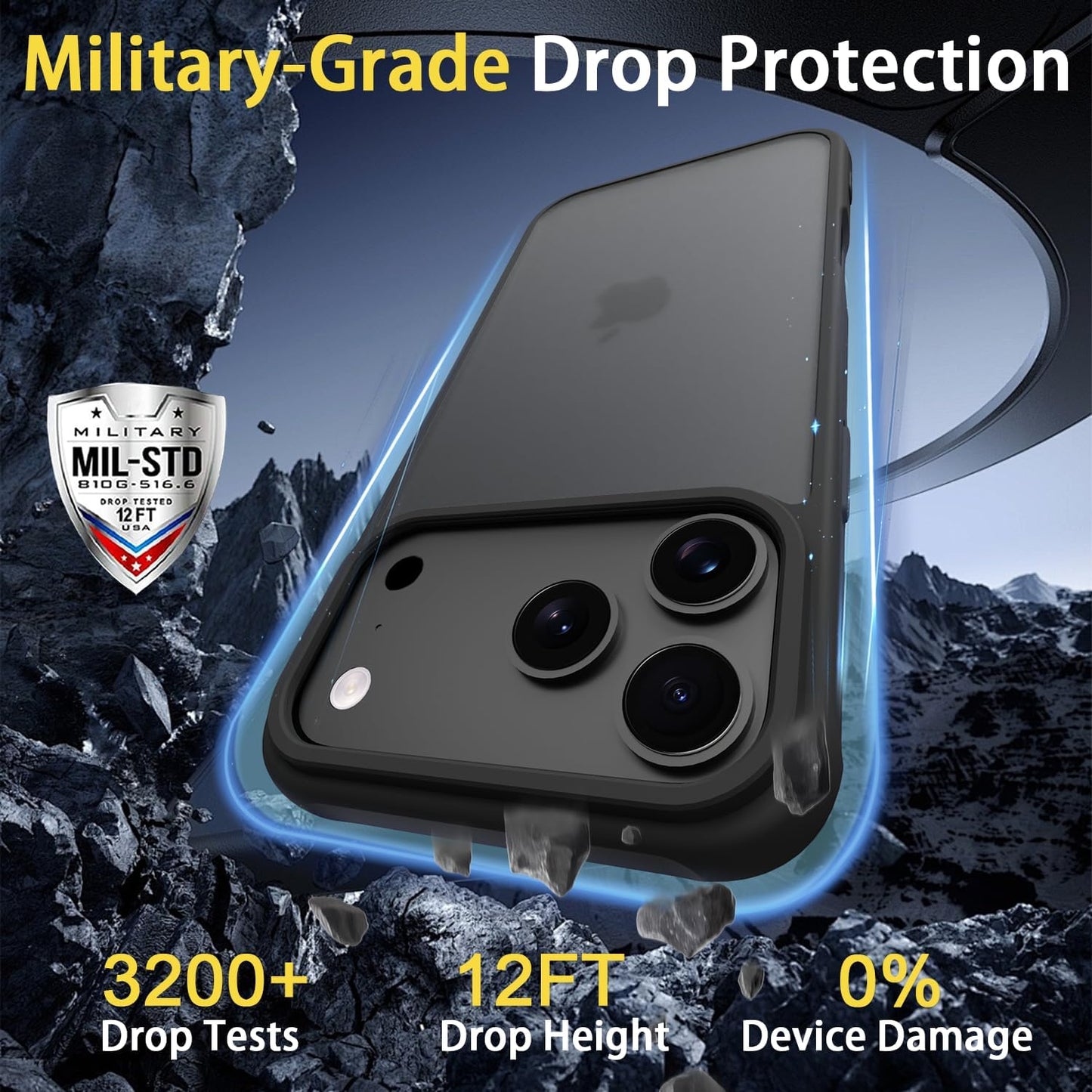 📱🪬✨Matte Case for iPhone 17 Pro Max Case,Shockproof Protective Hard Back Slim Phone Case,Frosted Translucent Back Phone Cover, iphone17Air Anti-Fingerprint - Black✨M3