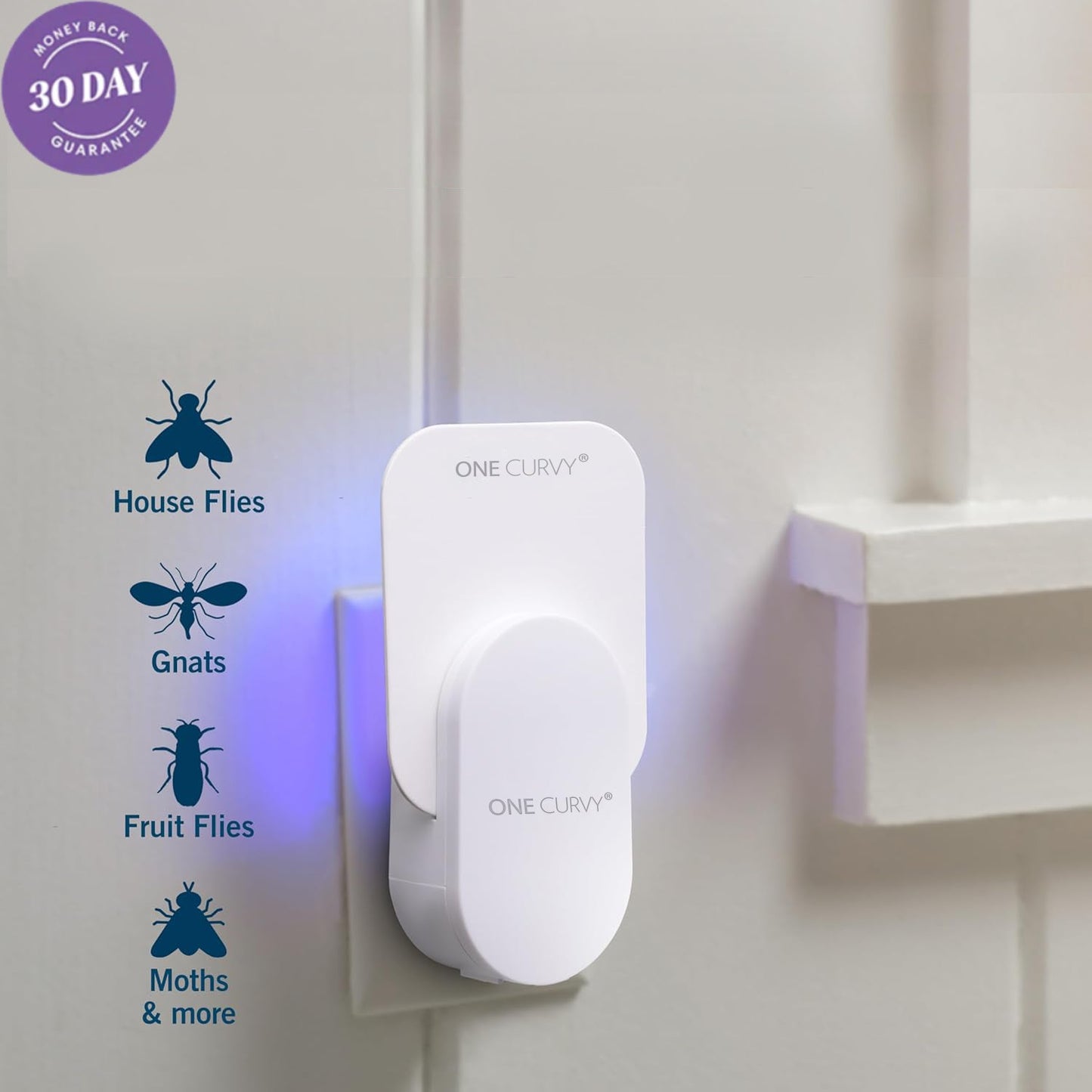 One® Plug-In Fly Trap – No Mess (Device + 5 Glue Cards) M5
