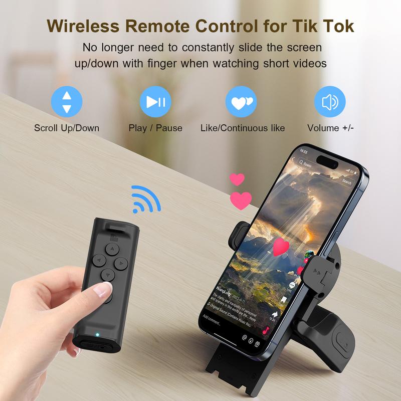 Remote Control for  Scrolling withSmartphone Holder Stand, 📲🤳🏻Cilifer® Wireless Scroller PageTurner, Camera Shutter Video Recording for iOSAndroid, Cellphone SelfieAccessory,BacktoSchool M2