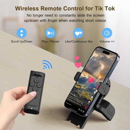 Remote Control for  Scrolling withSmartphone Holder Stand, 📲🤳🏻Cilifer® Wireless Scroller PageTurner, Camera Shutter Video Recording for iOSAndroid, Cellphone SelfieAccessory,BacktoSchool M2