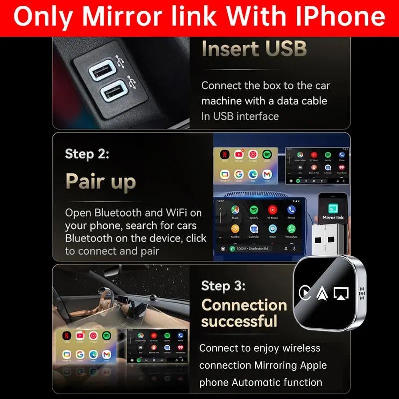 Cilifer®2026 Upgrade 3 in 1 Screen Mirror iOS Phone. wired to wireless Carplay adapter